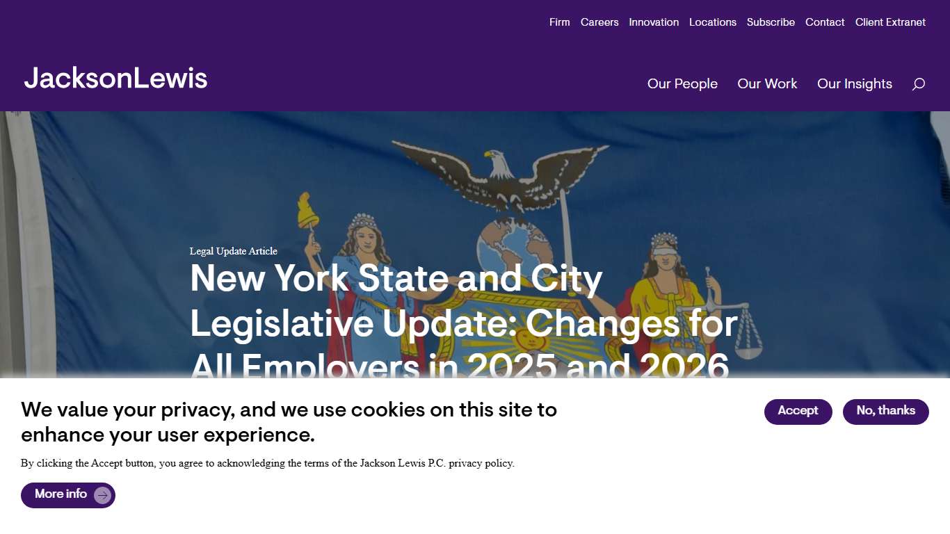 New York State and City Legislative Update: Changes for All Employers in 2025 and 2026 - Jackson Lewis